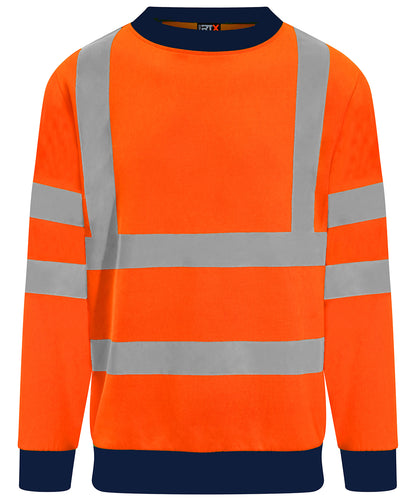Tryck din logga på Sweatshirts från ProRTX High Visibility - Anpassa Sweatshirt med hög synlighet i färgen Neon orange för företag, föreningar och privatpersoner