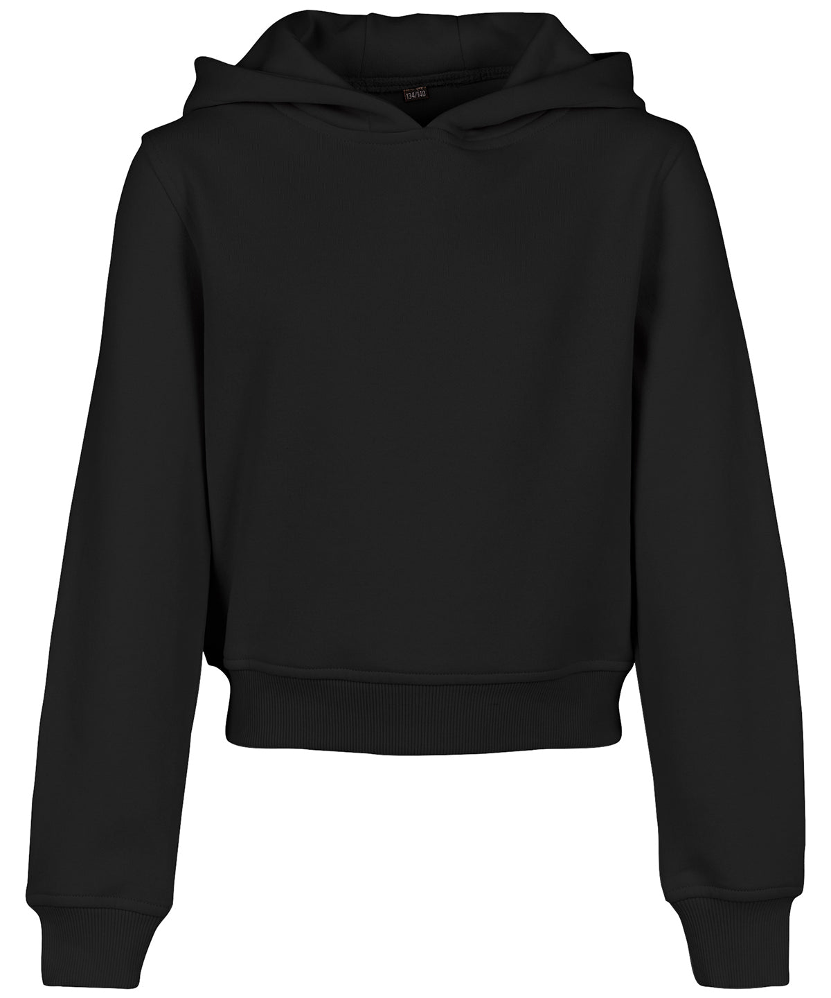 Tryck din logga på Hoodies från Build Your Brand - Anpassa (BY113) Cropped sweatshirt hoodie för flickor i färgen Svart för företag, föreningar och privatpersoner