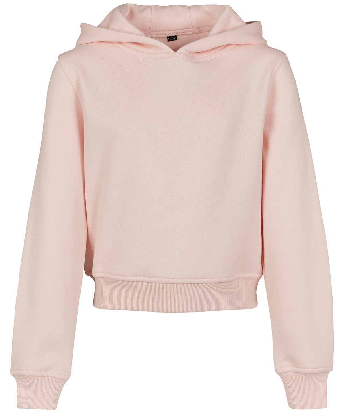 Tryck din logga på Hoodies från Build Your Brand - Anpassa (BY113) Cropped sweatshirt hoodie för flickor i färgen Ljusrosa för företag, föreningar och privatpersoner