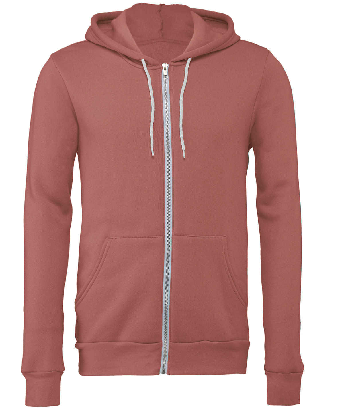 Tryck din logga på Hoodies från Bella Canvas - Anpassa (2BE106) Luvtröja med dragkedja i polycottonfleece för unisex i färgen Ljus orange för företag, föreningar och privatpersoner