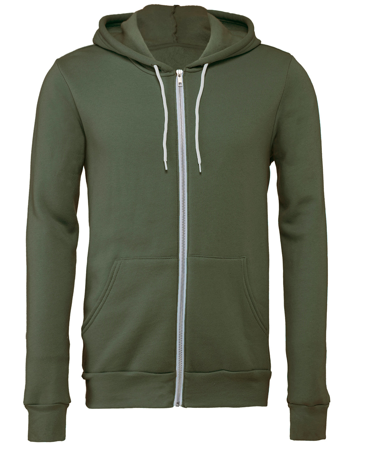 Tryck din logga på Hoodies från Bella Canvas - Anpassa (2BE106) Luvtröja med dragkedja i polycottonfleece för unisex i färgen Mörkgrön för företag, föreningar och privatpersoner