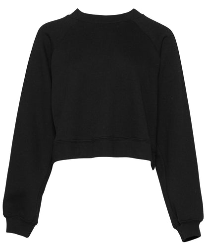 Tryck din logga på Sweatshirts från Bella Canvas - Anpassa Fleece raglan pullover för damer i färgen Svart för företag, föreningar och privatpersoner