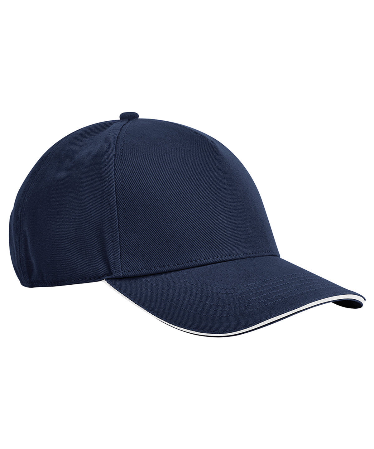 Tryck din logga på Kepsar från Beechfield - Anpassa (B825C) EarthAware klassisk 5-panel keps i ekologisk bomull med sandwichskärm i färgen Marinblå One Size för företag, föreningar och privatpersoner