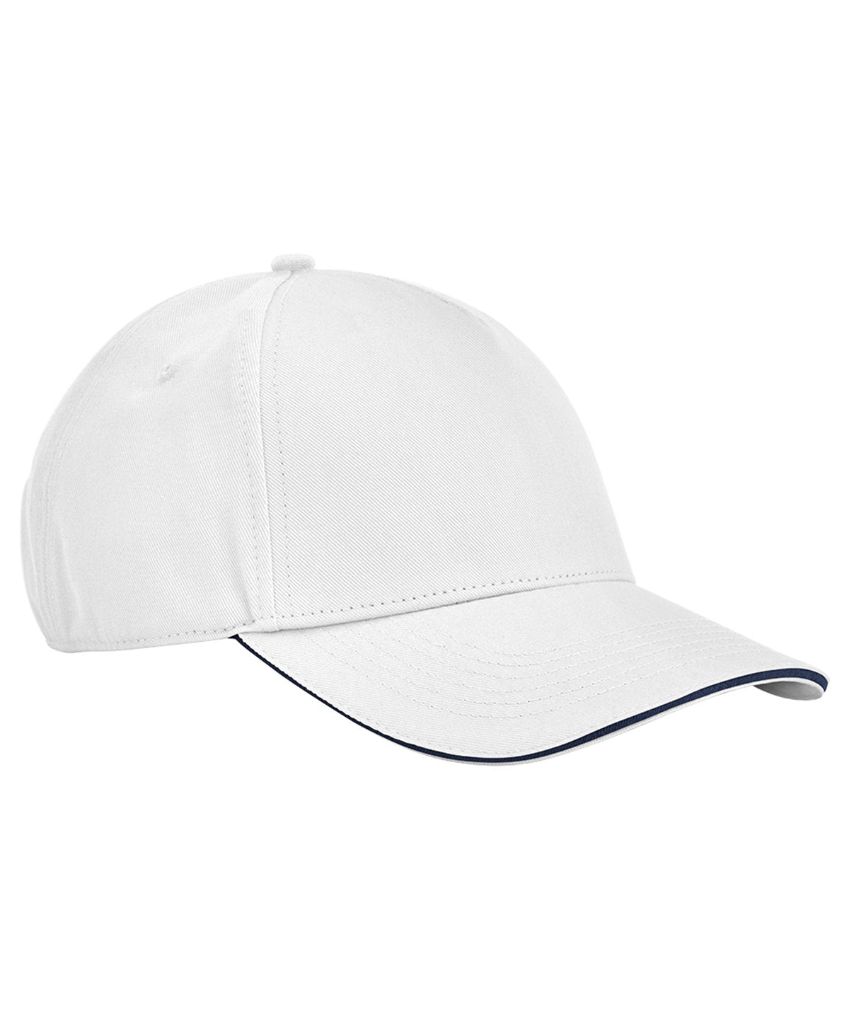 Tryck din logga på Kepsar från Beechfield - Anpassa (B825C) EarthAware klassisk 5-panel keps i ekologisk bomull med sandwichskärm i färgen Vit One Size för företag, föreningar och privatpersoner