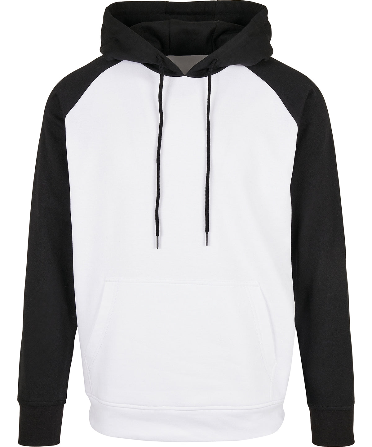 Tryck din logga på Hoodies från Build Your Brand Basic - Anpassa (BB005) Bas raglan hoodie i färgen Vit för företag, föreningar och privatpersoner