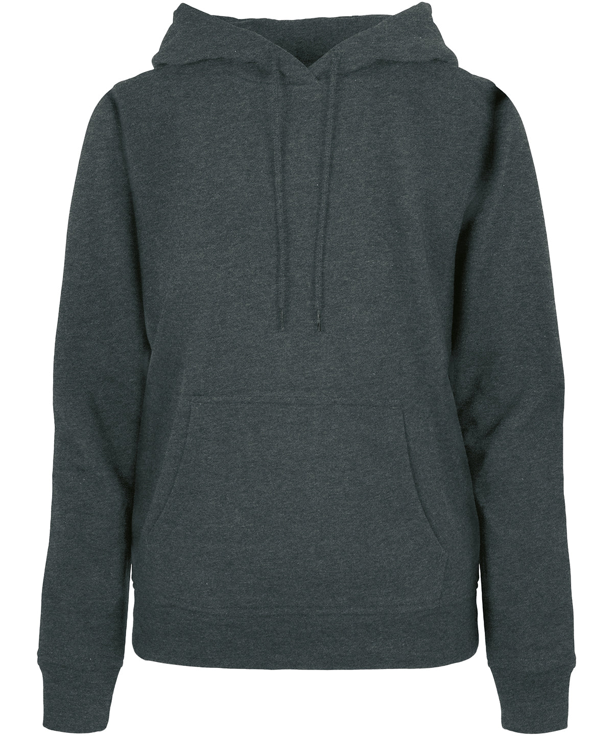 Tryck din logga på Hoodies från Build Your Brand Basic - Anpassa (BB007) Bas huvtröja för dam i färgen Mörkgrå för företag, föreningar och privatpersoner