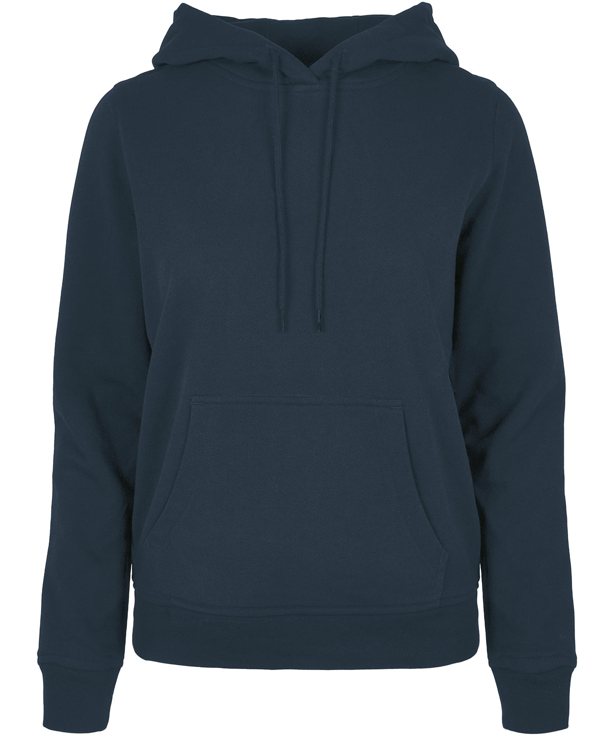 Tryck din logga på Hoodies från Build Your Brand Basic - Anpassa (2BB007) Bas huvtröja för dam i färgen Marinblå för företag, föreningar och privatpersoner