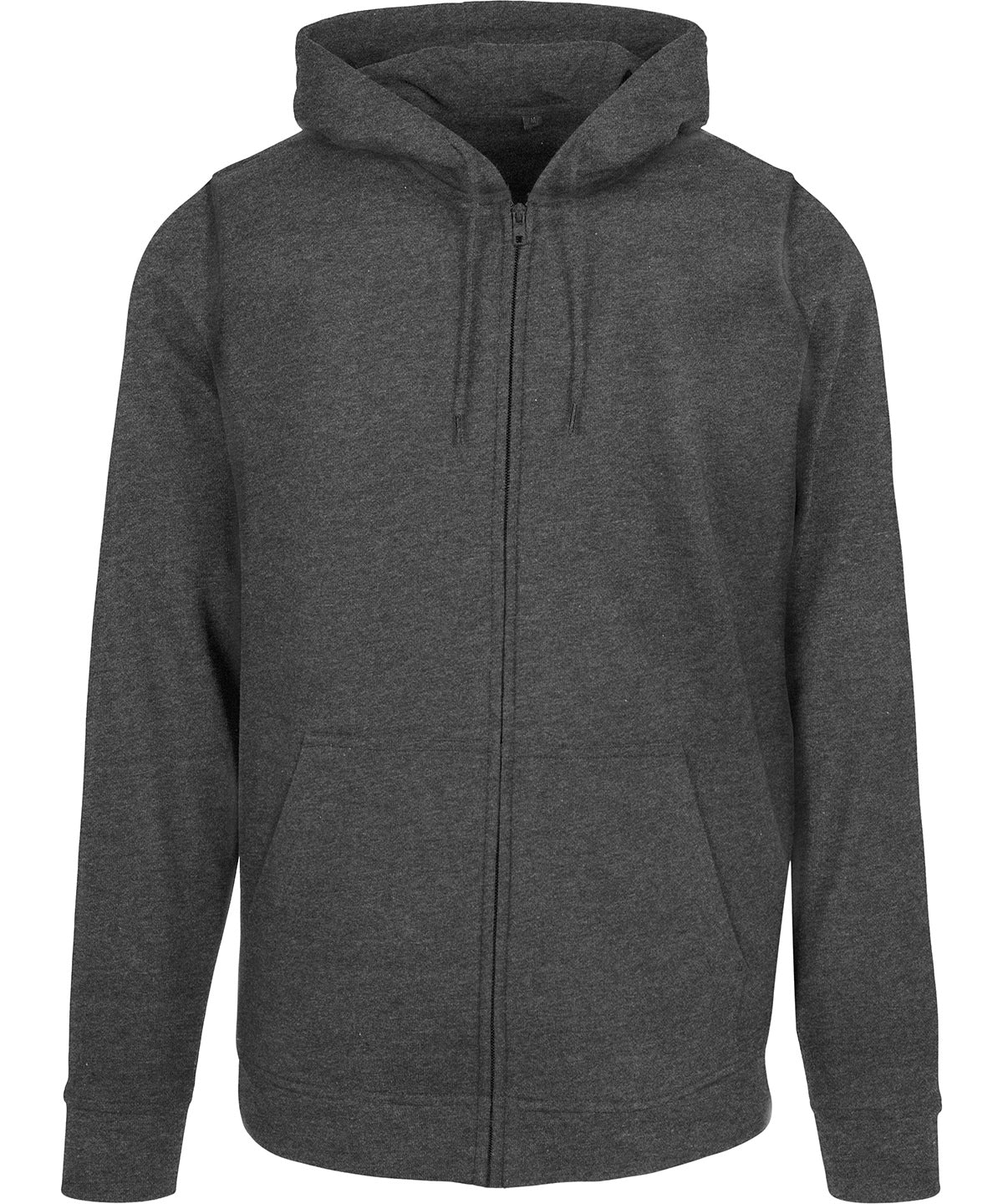 Tryck din logga på Hoodies från Build Your Brand Basic - Anpassa (BB008) Bas huvtröja med dragkedja i färgen Mörkgrå för företag, föreningar och privatpersoner