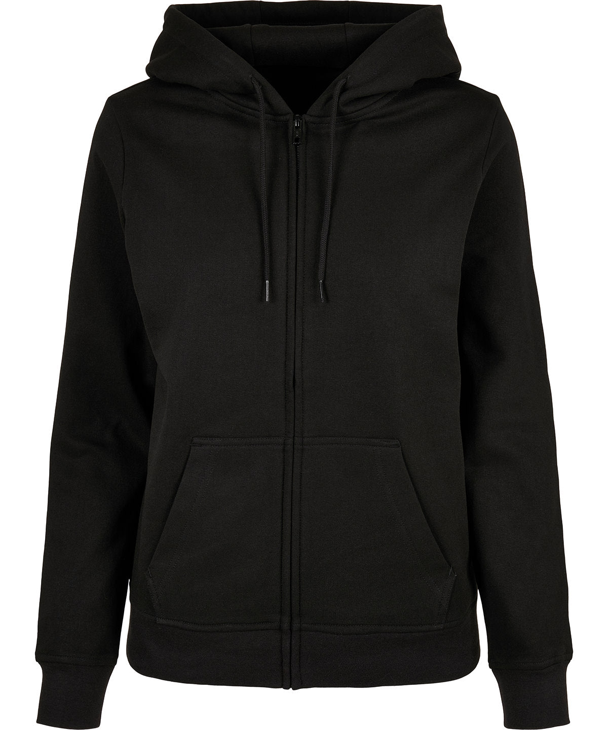 Tryck din logga på Hoodies från Build Your Brand Basic - Anpassa (BB009) Dam basic zip hoodie i färgen Svart för företag, föreningar och privatpersoner