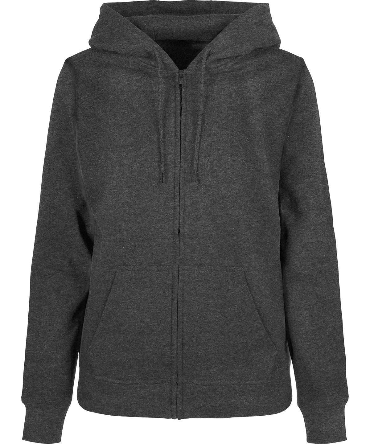 Tryck din logga på Hoodies från Build Your Brand Basic - Anpassa (BB009) Dam basic zip hoodie i färgen Mörkgrå för företag, föreningar och privatpersoner