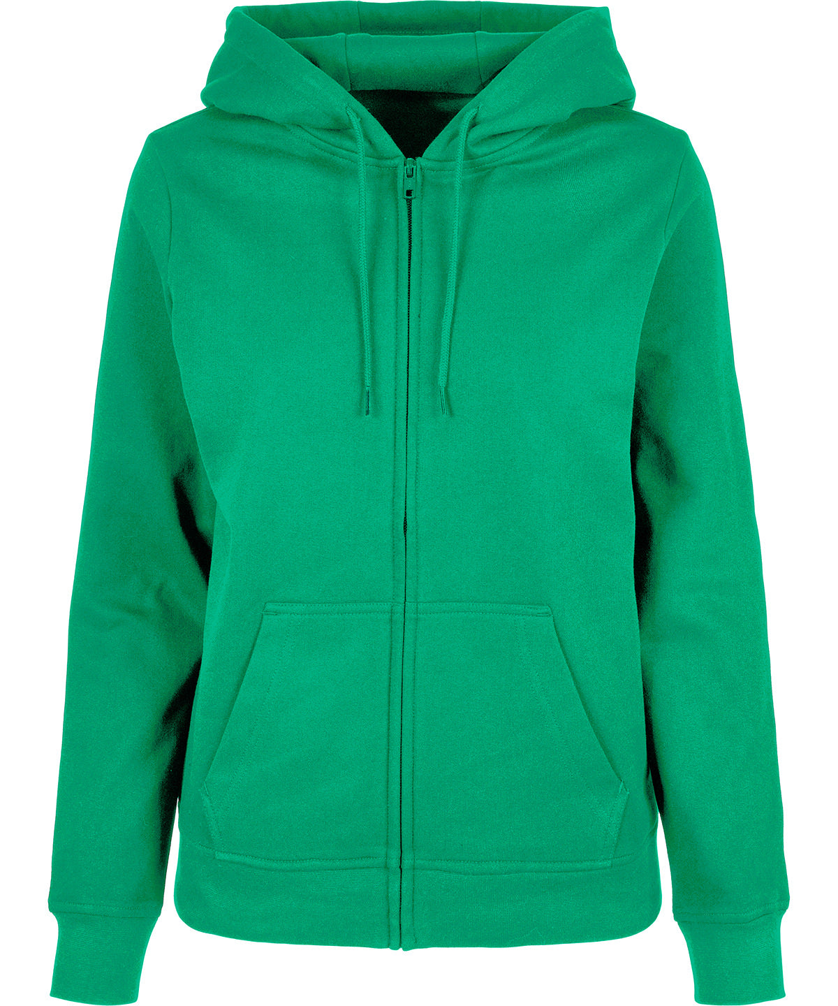 Tryck din logga på Hoodies från Build Your Brand Basic - Anpassa (BB009) Dam basic zip hoodie i färgen Mellan grön för företag, föreningar och privatpersoner