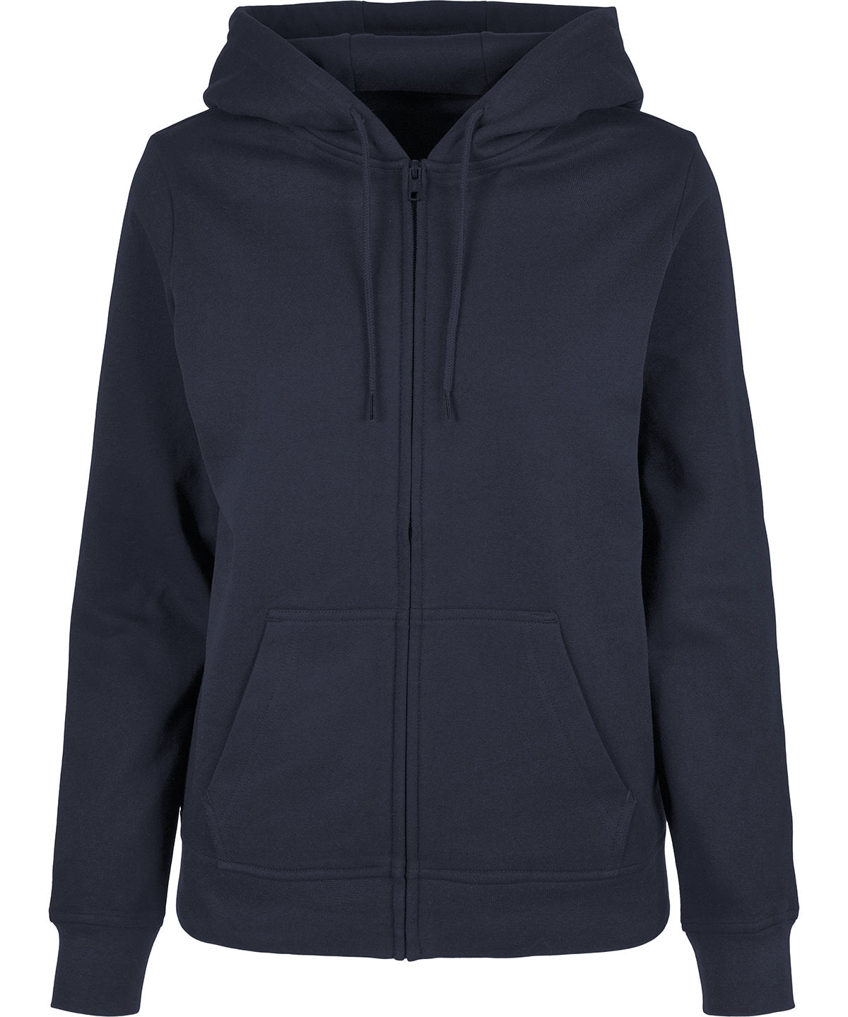 Tryck din logga på Hoodies från Build Your Brand Basic - Anpassa (BB009) Dam basic zip hoodie i färgen Marinblå för företag, föreningar och privatpersoner