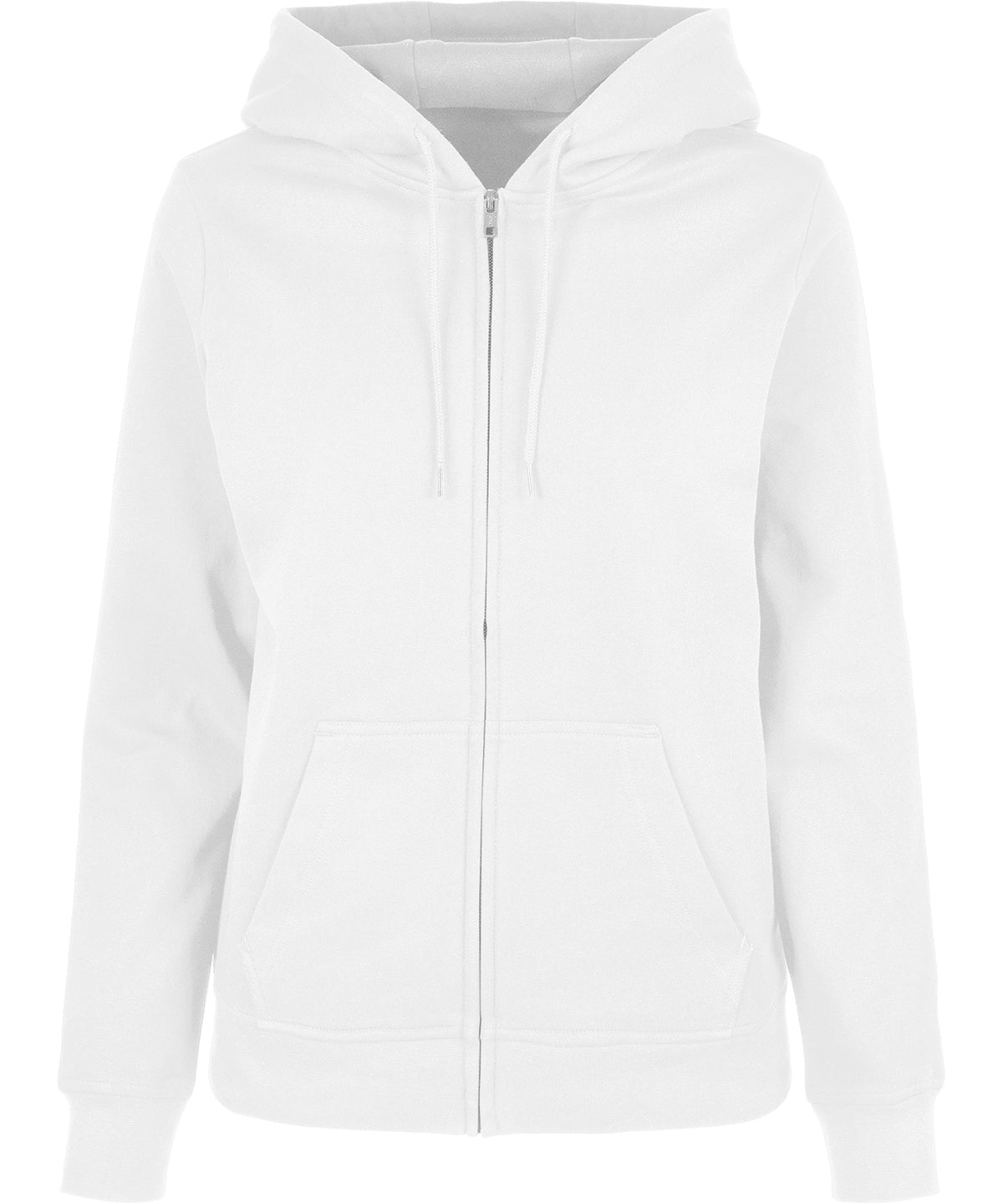 Tryck din logga på Hoodies från Build Your Brand Basic - Anpassa (BB009) Dam basic zip hoodie i färgen Vit för företag, föreningar och privatpersoner