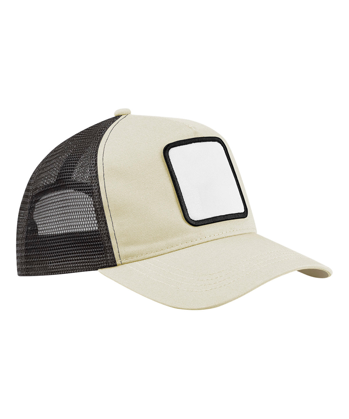 Tryck din logga på Kepsar från Beechfield - Anpassa (BC636) Applikations patch 5-panel trucker i färgen Naturligt One Size för företag, föreningar och privatpersoner