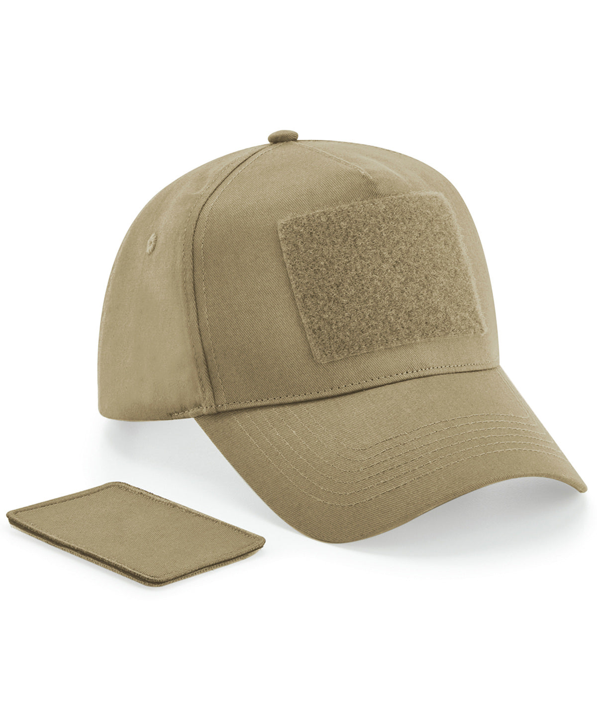 Tryck din logga på Kepsar från Beechfield - Anpassa (BC638) Avtagbar patch 5-panel keps i färgen Naturligt One Size för företag, föreningar och privatpersoner