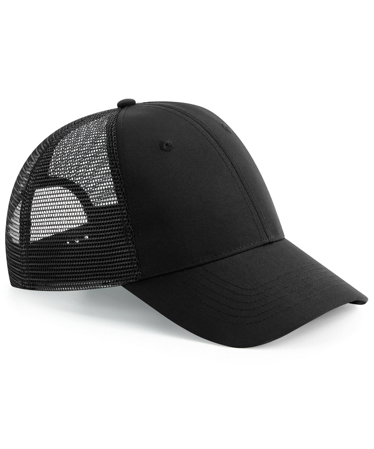 Tryck din logga på Kepsar från Beechfield - Anpassa (BC75R) Återvunnen urbanwear 6-panel snapback trucker i färgen Svart One Size för företag, föreningar och privatpersoner