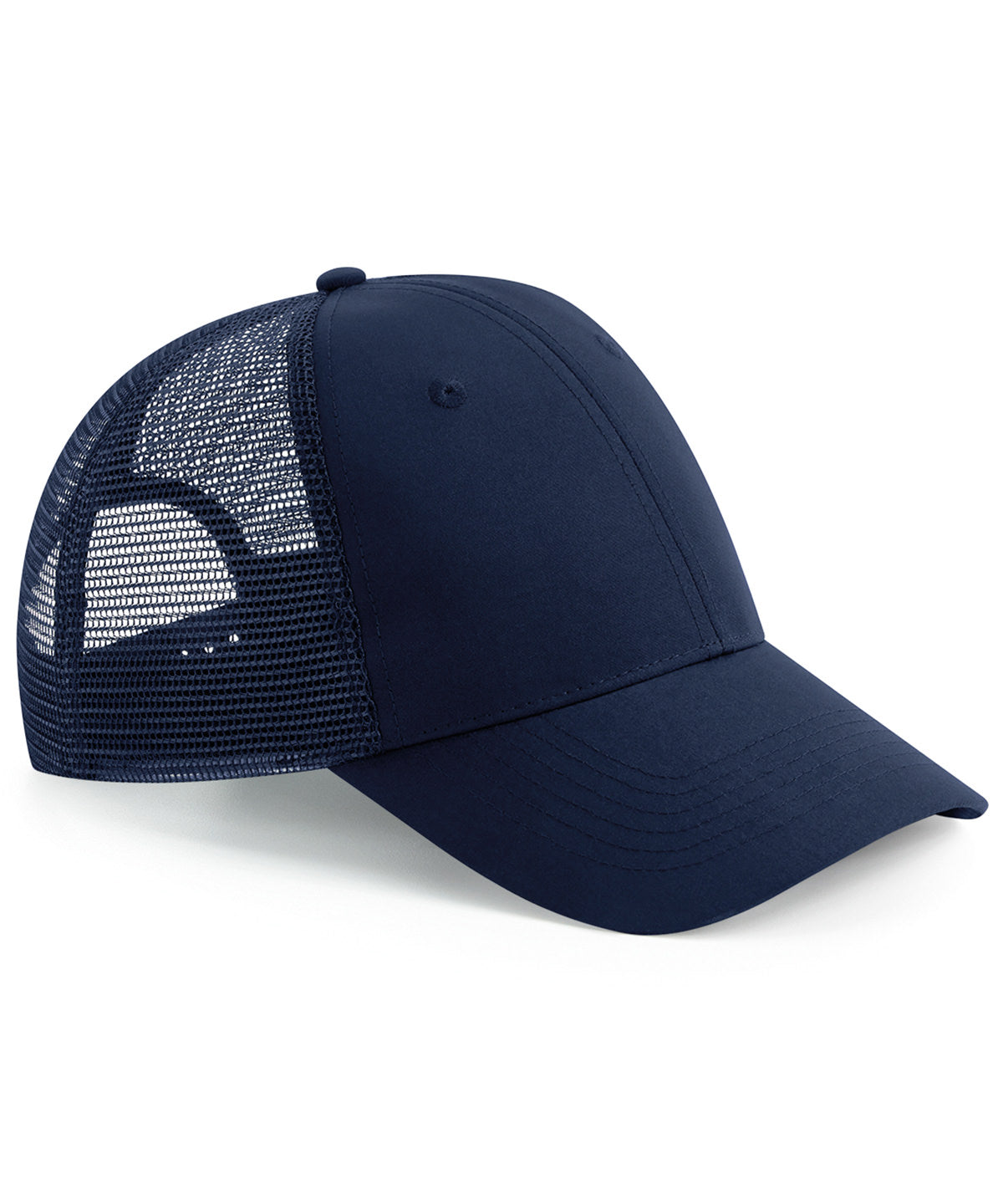 Tryck din logga på Kepsar från Beechfield - Anpassa (BC75R) Återvunnen urbanwear 6-panel snapback trucker i färgen Marinblå One Size för företag, föreningar och privatpersoner