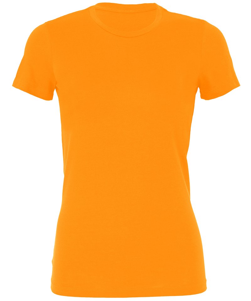 Tryck din logga på T-shirts från Bella Canvas - Anpassa (BE048) Sheer mini rib rib t-shirt med rund hals i färgen Mellan Orange för företag, föreningar och privatpersoner