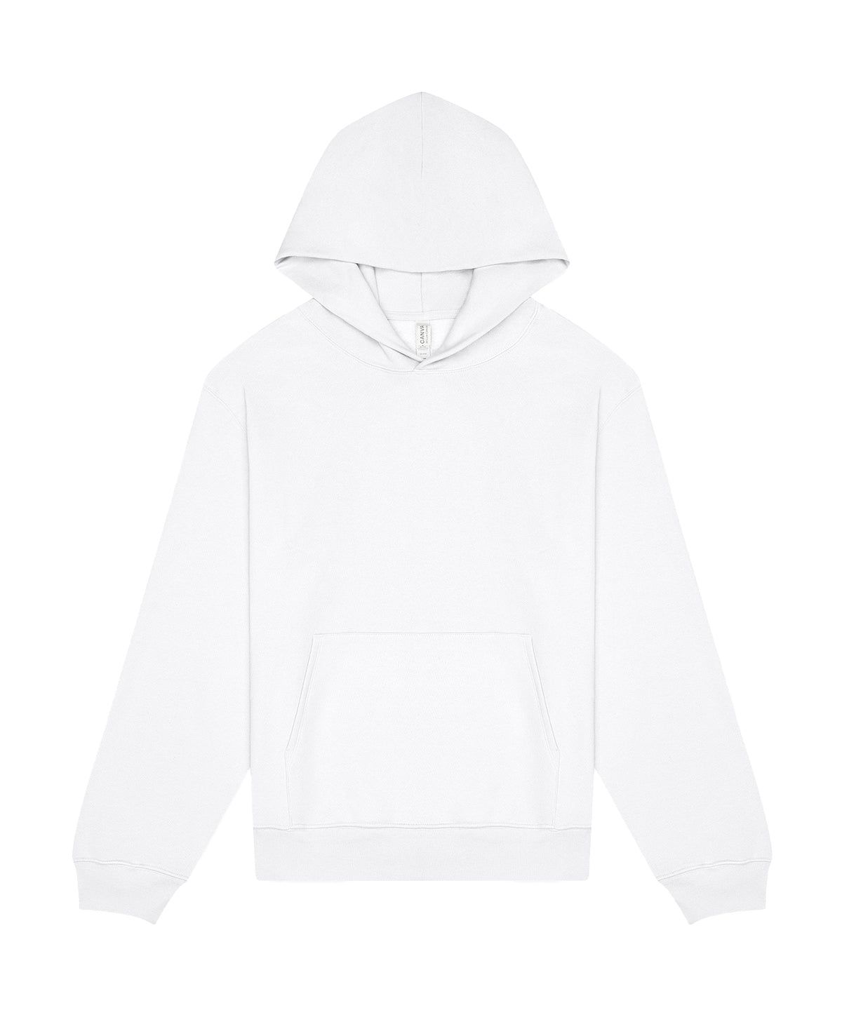 Tryck din logga på Hoodies från Bella Canvas - Anpassa (BE152) Unisex kraftig huvtröja med pullover i färgen Vit för företag, föreningar och privatpersoner