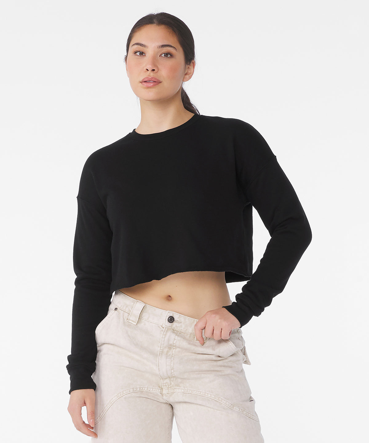 Tryck din logga på Sweatshirts från Bella Canvas - Anpassa (BE221) Cropped crew fleece för damer i färgen för företag, föreningar och privatpersoner