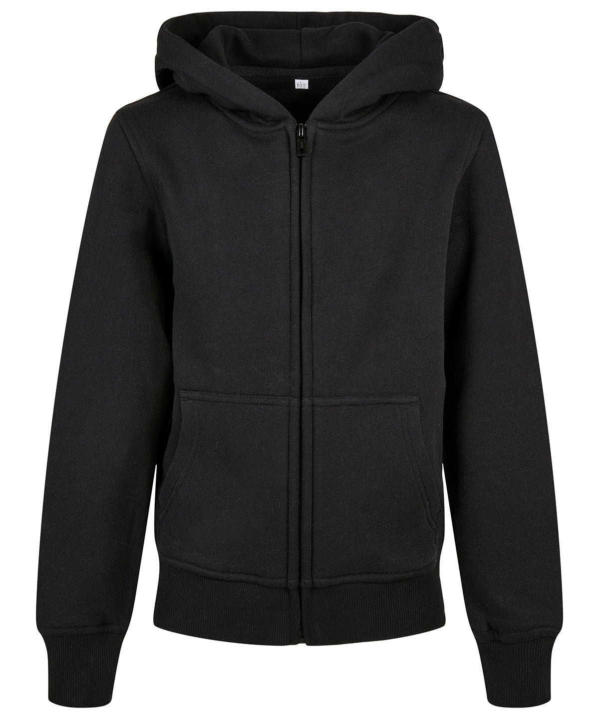 Tryck din logga på Hoodies från Build Your Brand - Anpassa (BY188) Ekologisk hoodie med zip och bas för barn i färgen Svart för företag, föreningar och privatpersoner