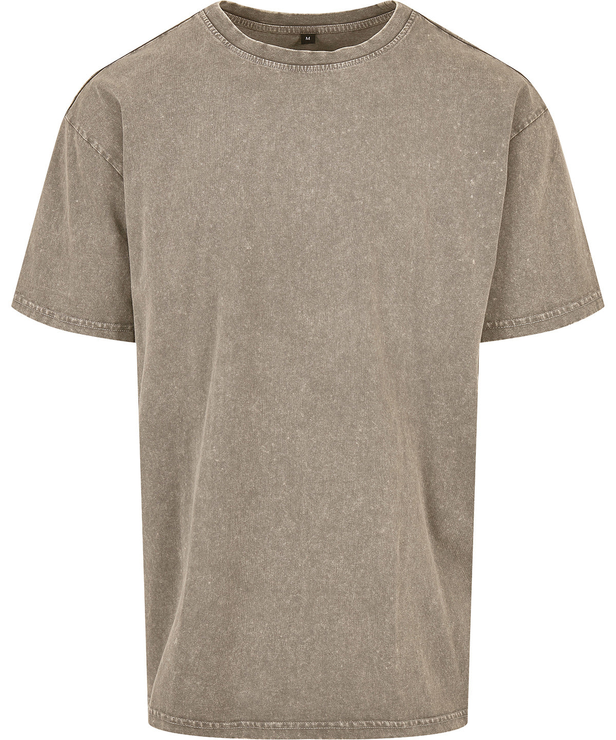 Tryck din logga på T-shirts från Build Your Brand - Anpassa (BY189) Syra tvättad kraftig oversized t-shirt i färgen Khaki för företag, föreningar och privatpersoner