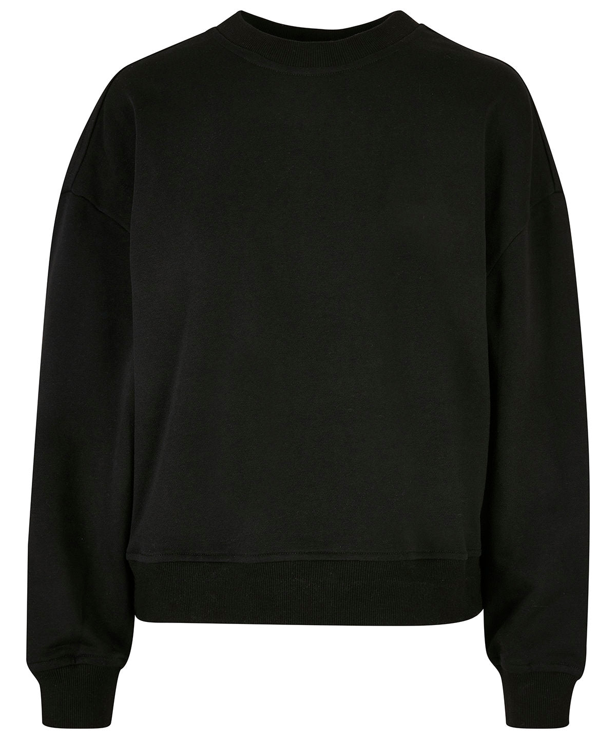 Tryck din logga på Sweatshirts från Build Your Brand - Anpassa (BY212) Dam överdimensionerad sweatshirt med rund halsringning i färgen Svart för företag, föreningar och privatpersoner