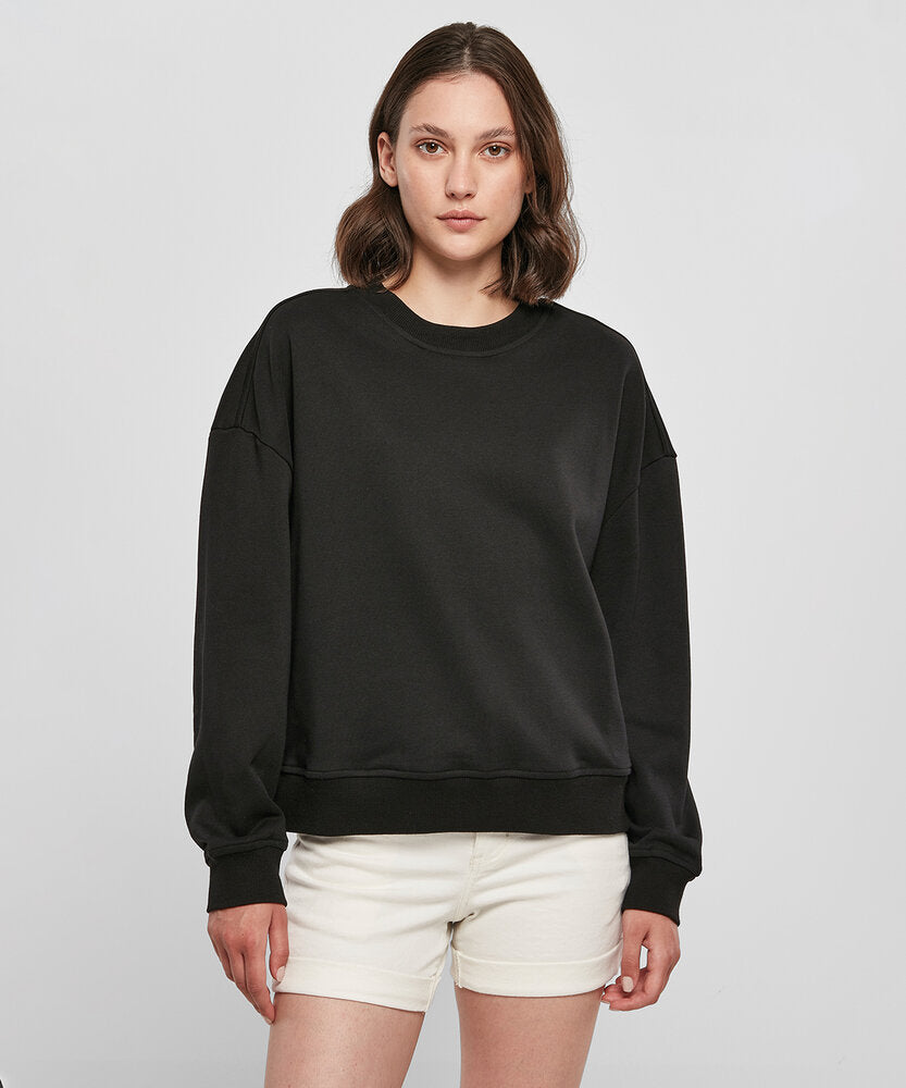 BUILD YOUR BRAND Women’s oversized crew neck sweatshirt BY212