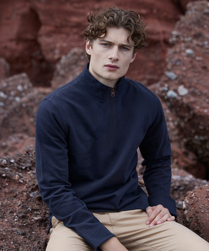 Tryck din logga på Sportjackor från Front Row - Anpassa Premium piqu 1/4-zip topp i färgen för företag, föreningar och privatpersoner