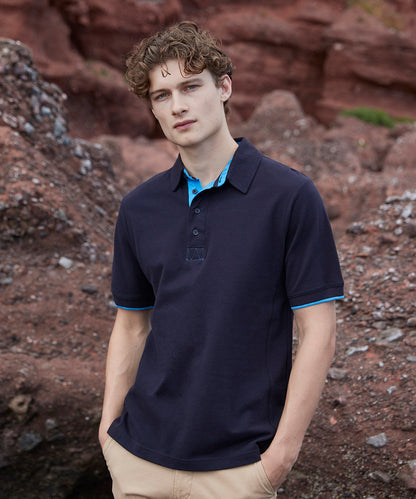 Tryck din logga på Piké från Front Row - Anpassa Piké med kontrasterande piqu i färgen för företag, föreningar och privatpersoner