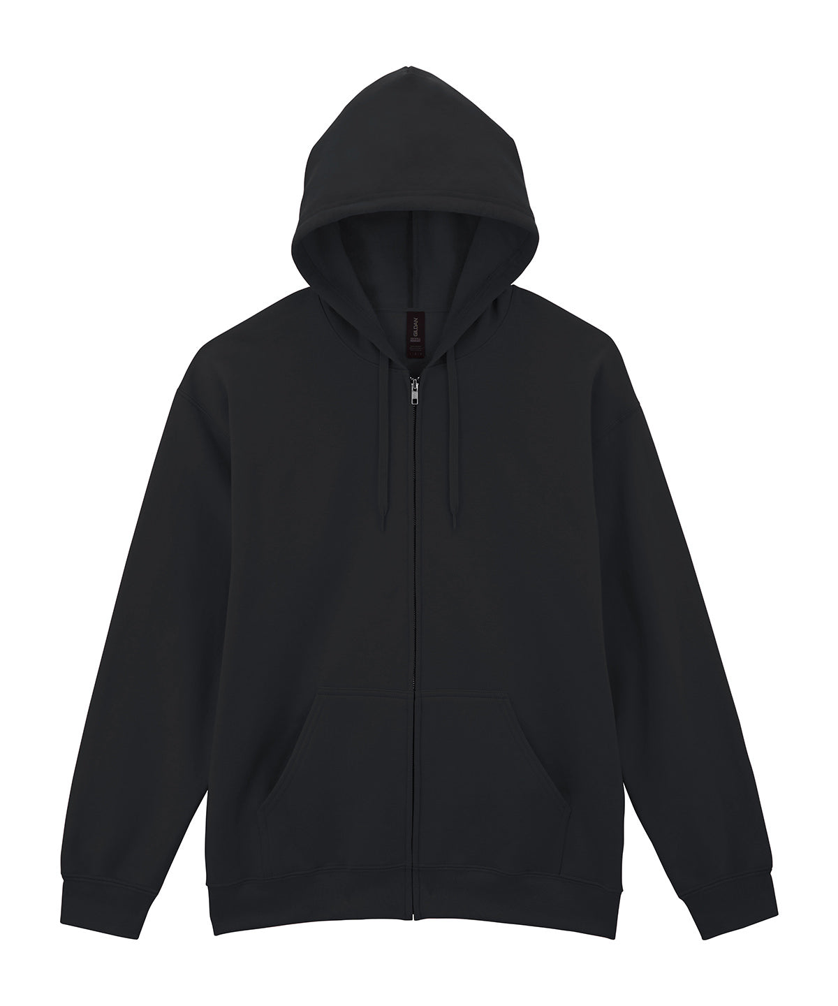 Tryck din logga på Hoodies från Gildan - Anpassa (GD068) Luvtröja med dragkedja och huva i Softstyle midweight fleece för vuxna i färgen Svart för företag, föreningar och privatpersoner