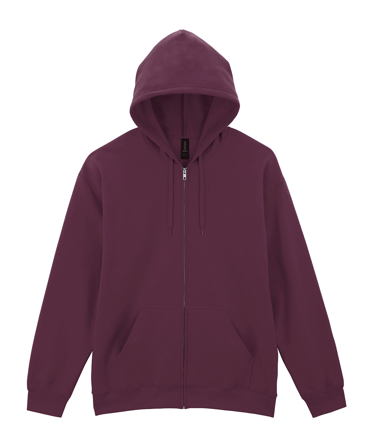 Tryck din logga på Hoodies från Gildan - Anpassa (GD068) Luvtröja med dragkedja och huva i Softstyle midweight fleece för vuxna i färgen Mörkröd för företag, föreningar och privatpersoner