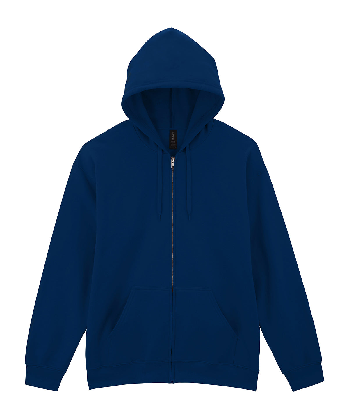 Tryck din logga på Hoodies från Gildan - Anpassa (GD068) Luvtröja med dragkedja och huva i Softstyle midweight fleece för vuxna i färgen Marinblå för företag, föreningar och privatpersoner