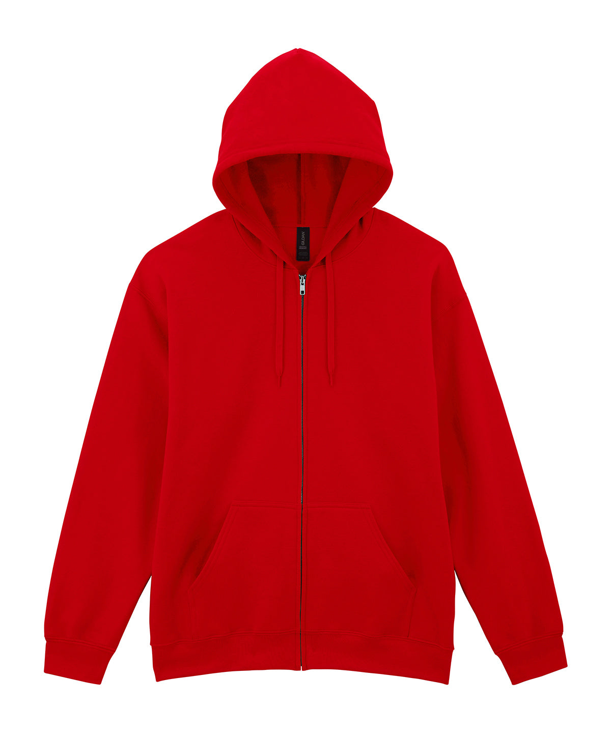 Tryck din logga på Hoodies från Gildan - Anpassa (GD068) Luvtröja med dragkedja och huva i Softstyle midweight fleece för vuxna i färgen Mellan röd för företag, föreningar och privatpersoner