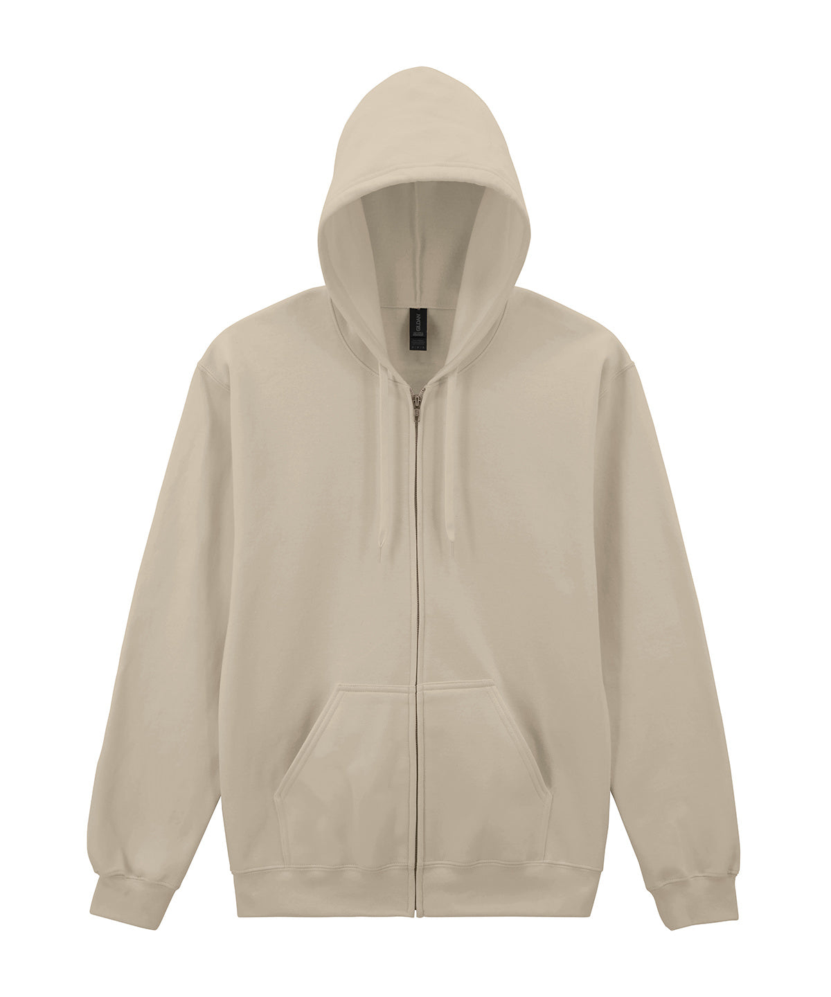 Tryck din logga på Hoodies från Gildan - Anpassa (GD068) Luvtröja med dragkedja och huva i Softstyle midweight fleece för vuxna i färgen Naturligt för företag, föreningar och privatpersoner