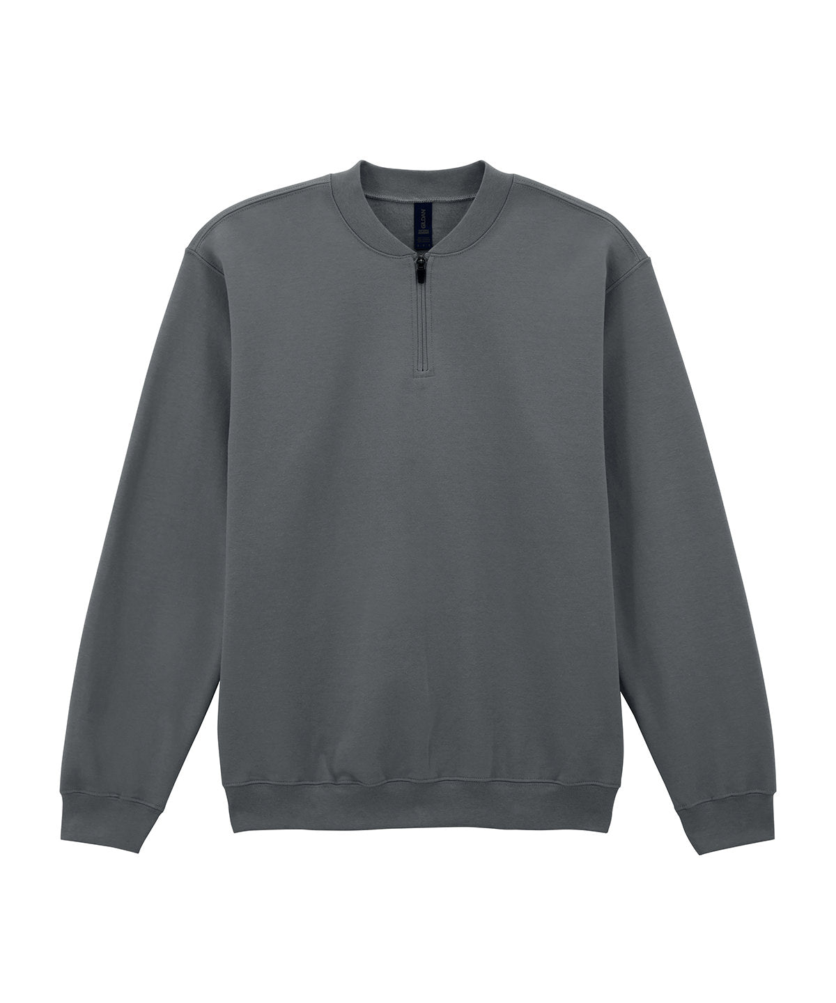 Tryck din logga på Sweatshirts från Gildan - Anpassa (GD069) Softstyle midweight fleece tröja med 1/4 dragkedja för vuxna i färgen Mörkgrå för företag, föreningar och privatpersoner