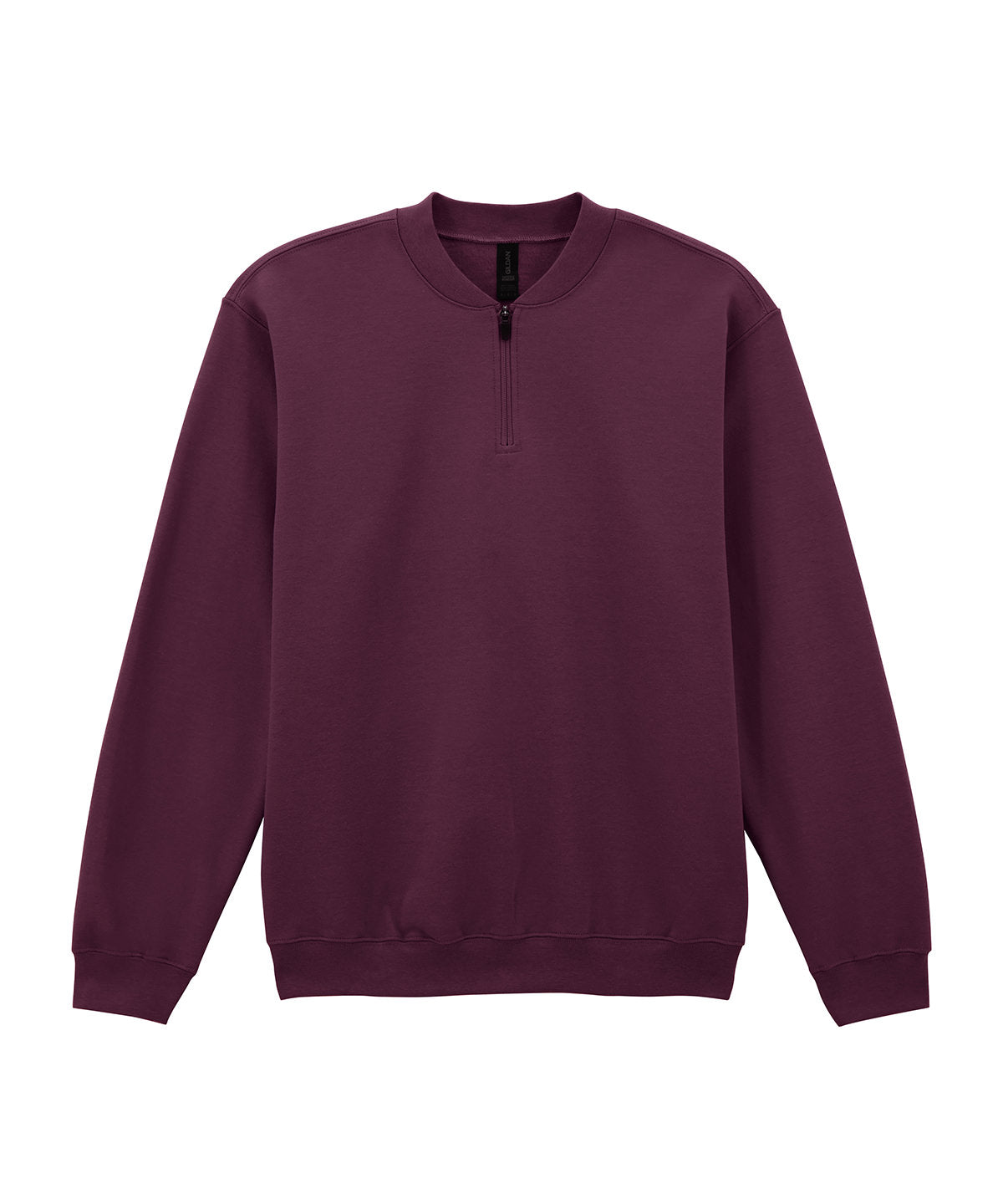 Tryck din logga på Sweatshirts från Gildan - Anpassa (GD069) Softstyle midweight fleece tröja med 1/4 dragkedja för vuxna i färgen Mörkröd för företag, föreningar och privatpersoner