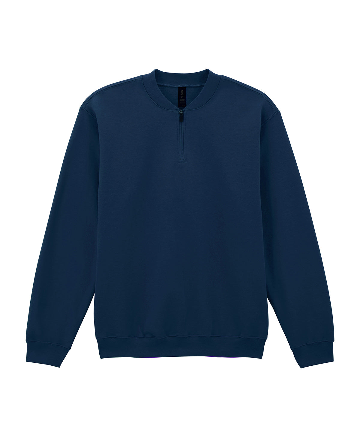 Tryck din logga på Sweatshirts från Gildan - Anpassa (GD069) Softstyle midweight fleece tröja med 1/4 dragkedja för vuxna i färgen Marinblå för företag, föreningar och privatpersoner