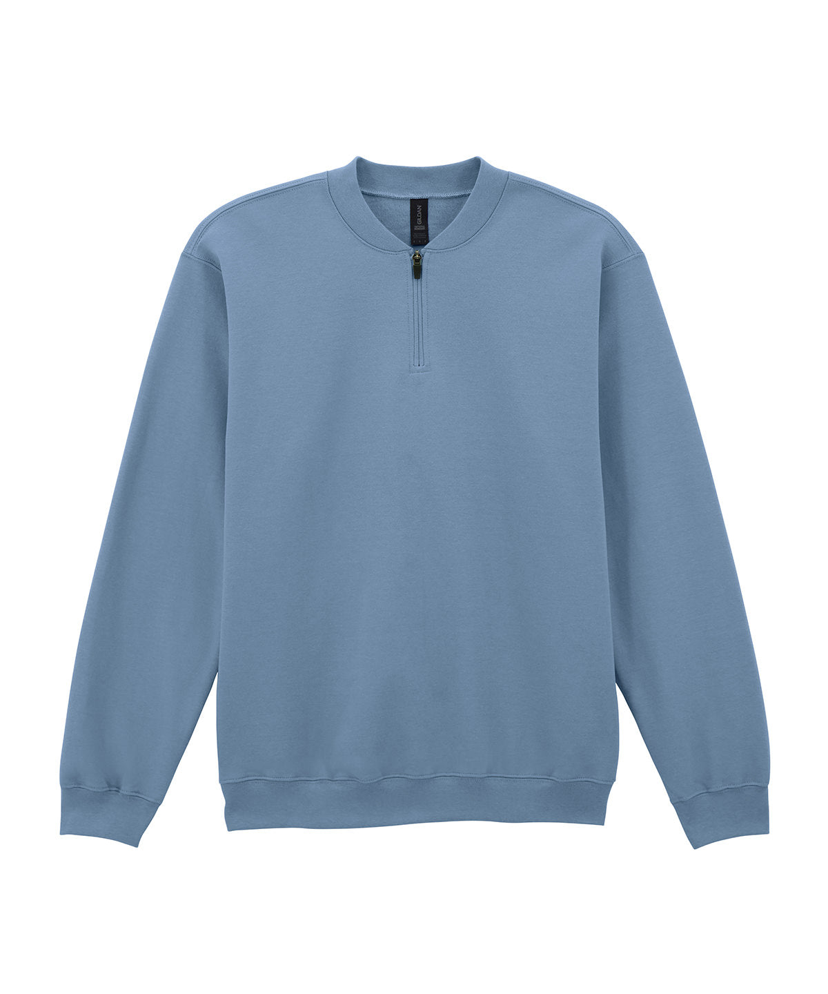 Tryck din logga på Sweatshirts från Gildan - Anpassa (GD069) Softstyle midweight fleece tröja med 1/4 dragkedja för vuxna i färgen Mellanblå för företag, föreningar och privatpersoner