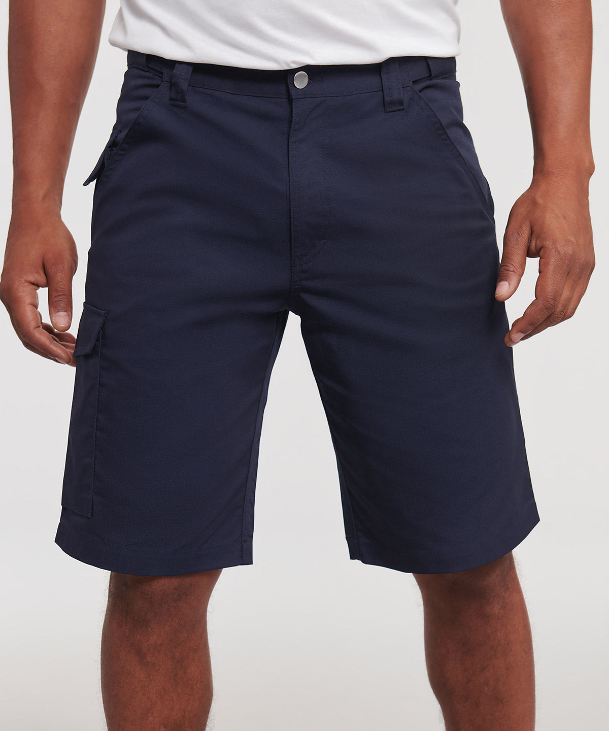 Tryck din logga på Shorts från Russell Europe - Anpassa (J002M) Shorts i polycotton twill för arbetskläder i färgen för företag, föreningar och privatpersoner