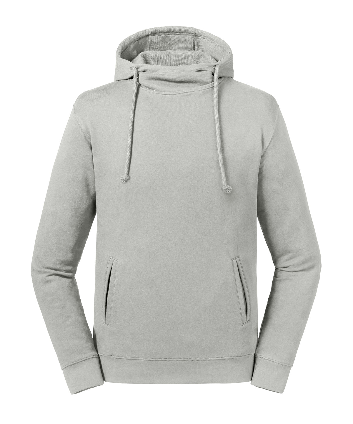 Tryck din logga på Hoodies från Russell Europe - Anpassa (J209M) Ren ekologisk sweatshirt med hög krage och huva i färgen Ljusgrå för företag, föreningar och privatpersoner