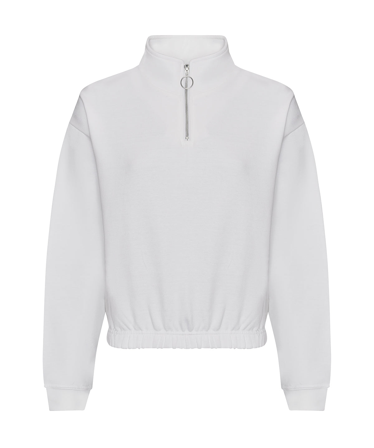 Tryck din logga på Sweatshirts från AWDis Just Hoods - Anpassa (JH037) Dam - cropped -zip sweat i färgen Vit för företag, föreningar och privatpersoner