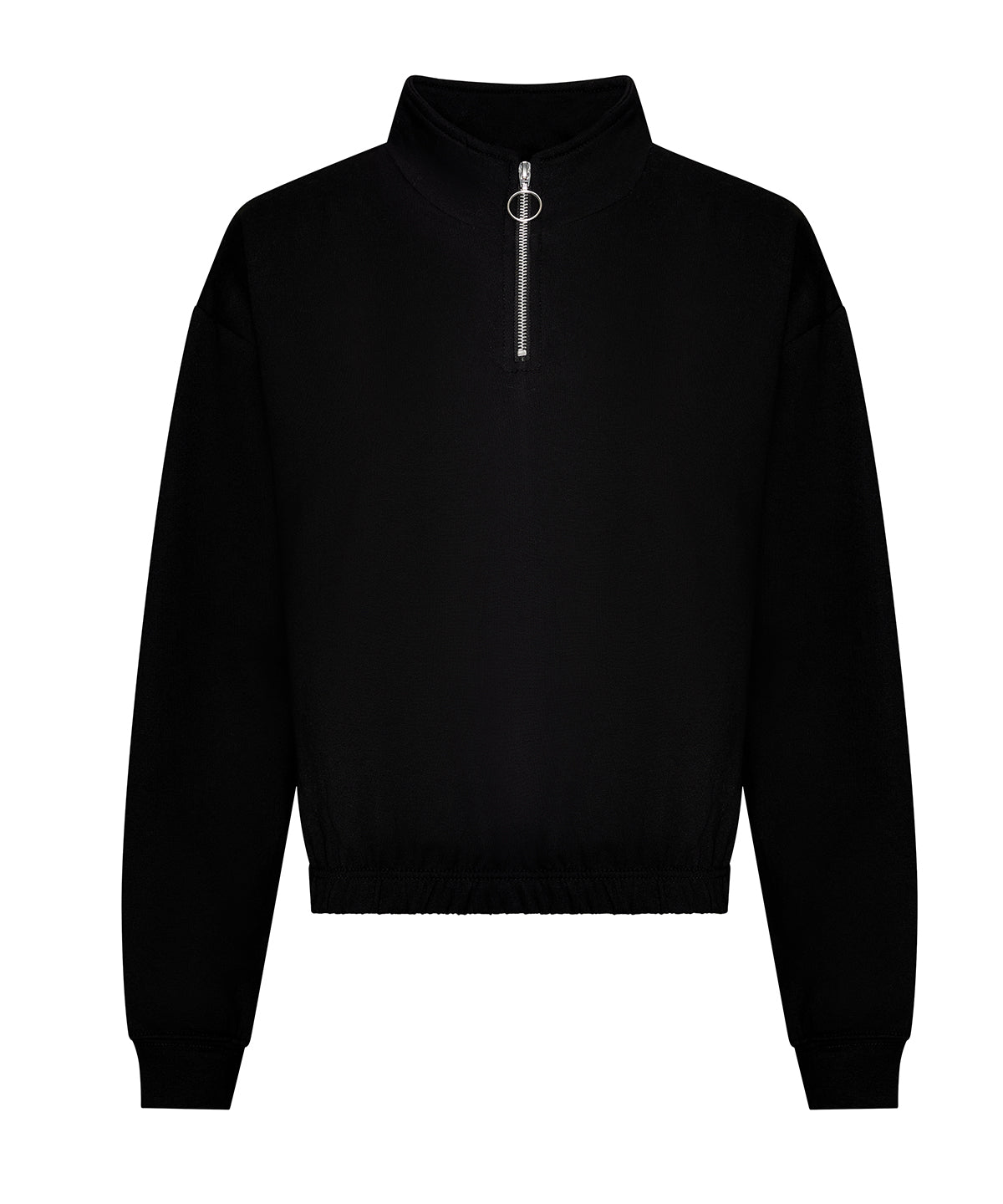 Tryck din logga på Sweatshirts från AWDis Just Hoods - Anpassa (JH037) Dam - cropped -zip sweat i färgen Svart för företag, föreningar och privatpersoner