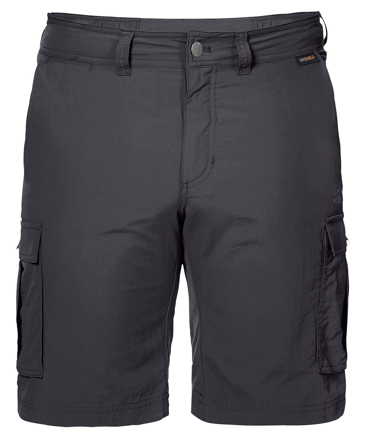 Tryck din logga på Shorts från Jack Wolfskin - Anpassa (JW055) Cargo shorts med fickor i färgen Mörkgrå för företag, föreningar och privatpersoner