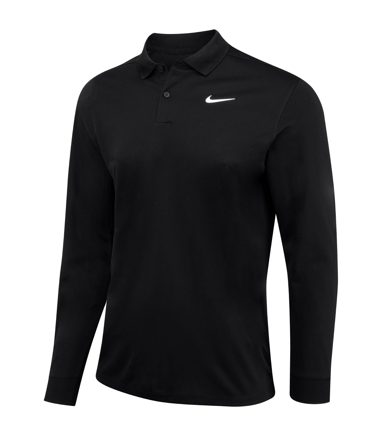 Tryck din logga på Piké från Nike - Anpassa (NK354) Nike Dri-FIT Victory solid Piké med lång ärm i färgen Svart för företag, föreningar och privatpersoner