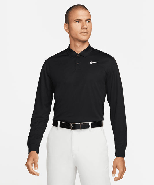 Tryck din logga på Piké från Nike - Anpassa (NK354) Nike Dri-FIT Victory solid Piké med lång ärm i färgen för företag, föreningar och privatpersoner