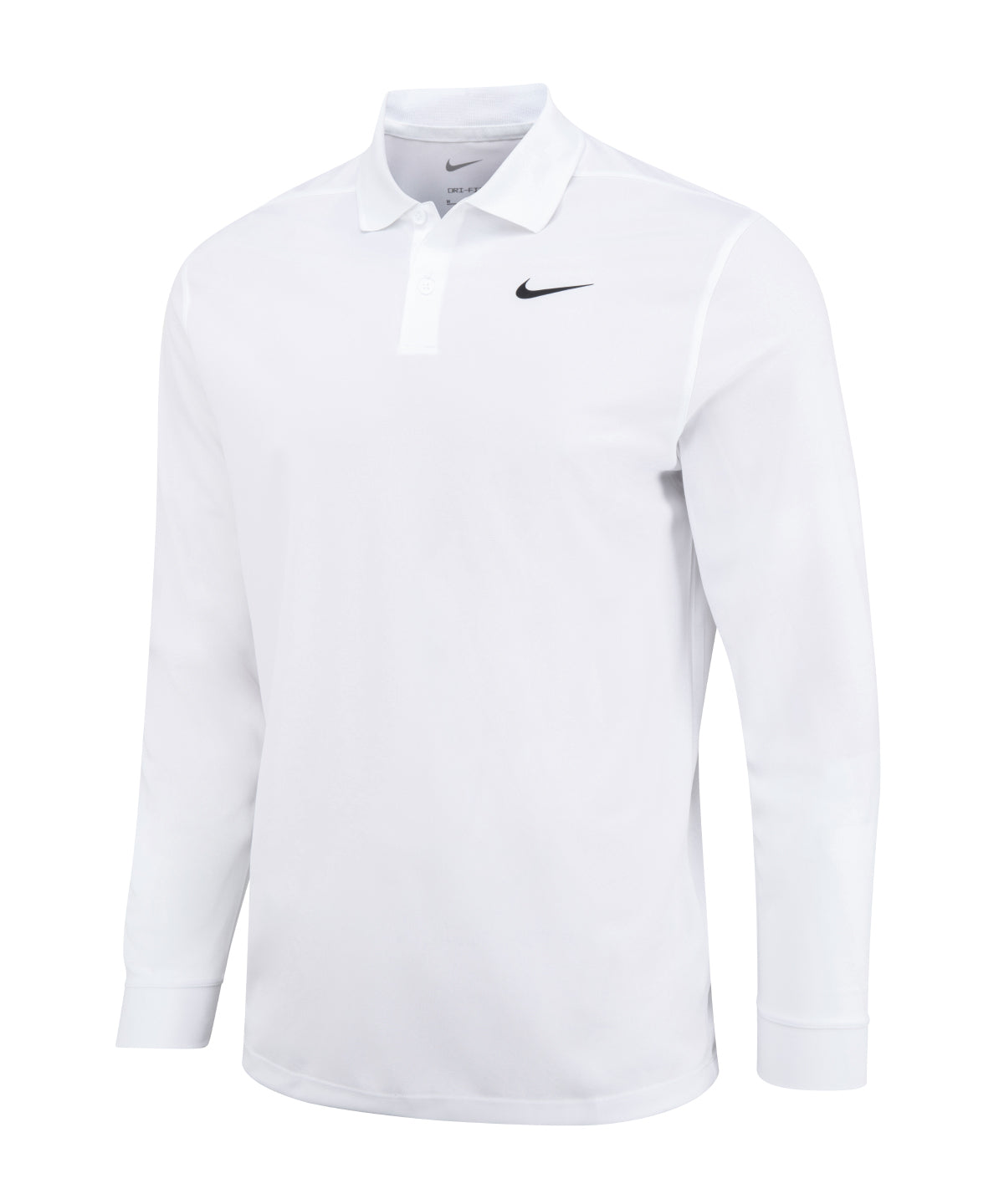 Tryck din logga på Piké från Nike - Anpassa (NK354) Nike Dri-FIT Victory solid Piké med lång ärm i färgen Vit för företag, föreningar och privatpersoner