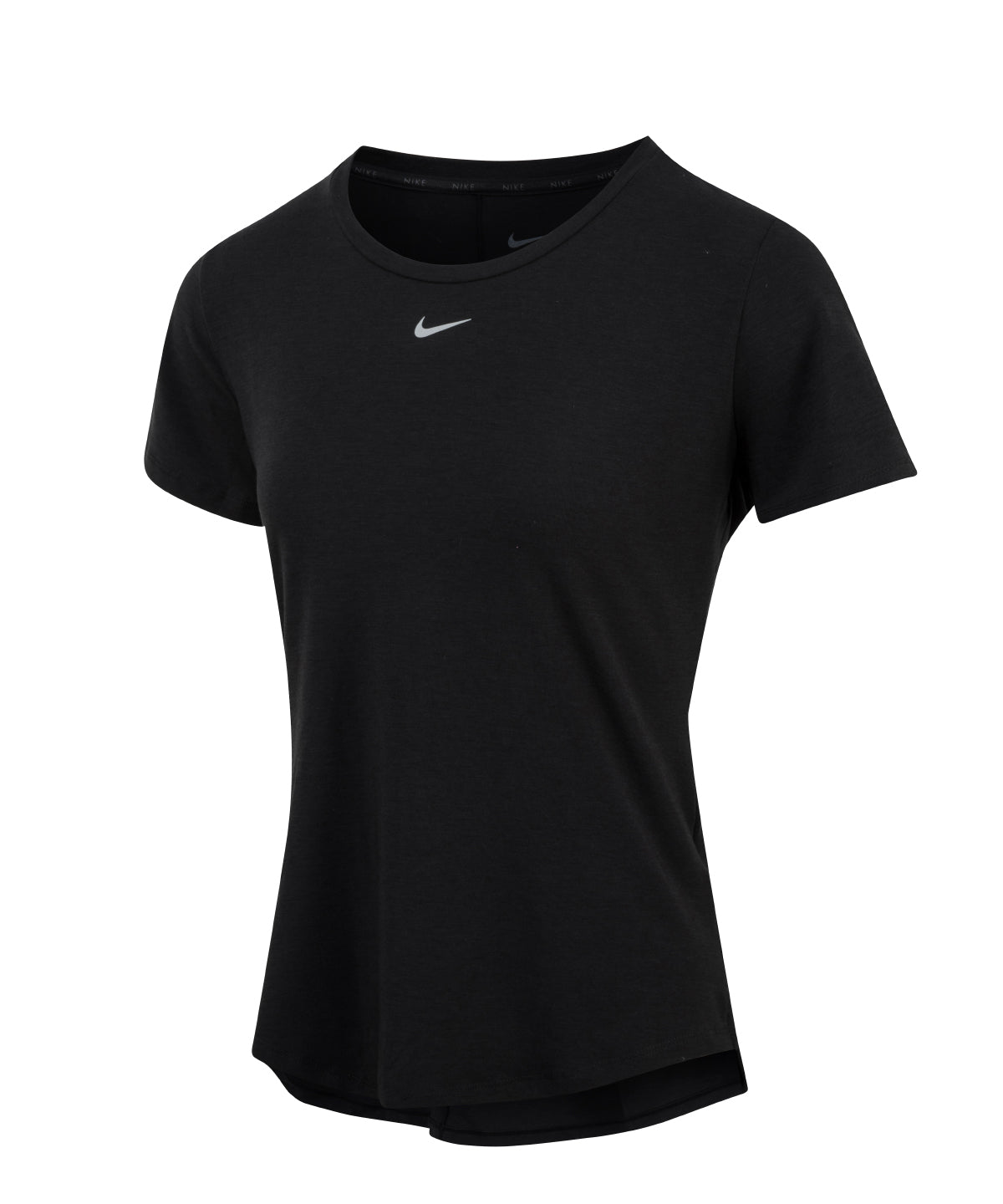 Tryck din logga på T-shirts från Nike - Anpassa (NK377) Dam Nike One Luxe Dri-FIT kortärmad topp med standardpassform i färgen Svart för företag, föreningar och privatpersoner