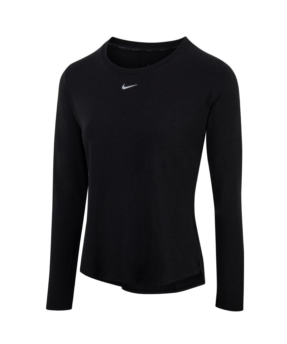 Tryck din logga på T-shirts från Nike - Anpassa (NK378) Dam Nike One Luxe Dri-FIT långärmad topp med standardpassform i färgen Svart XXS för företag, föreningar och privatpersoner