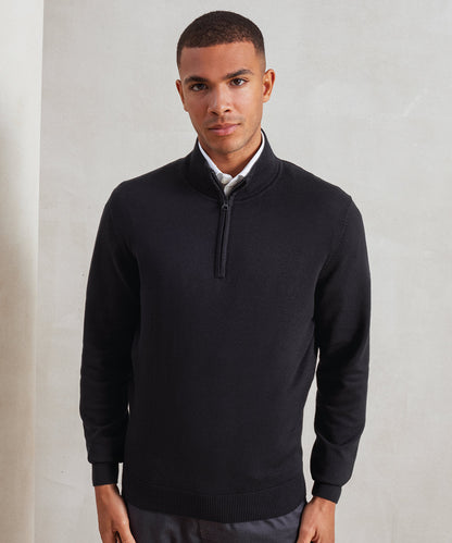 Tryck din logga på Stickade tröjor från Premier - Anpassa stickad tröja med dragkedja i färgen för företag, föreningar och privatpersoner